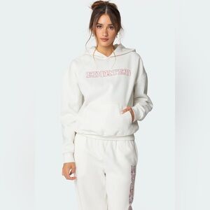 Edikted Women's Cream Hoodie with Pink Accents